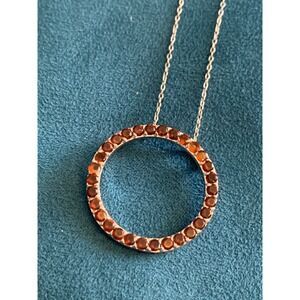 Circle Necklace w/ mocha zircon on Sterling Silver 19" Chain #381
